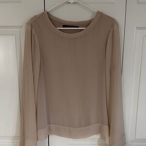 Zara Soft Beige Long Sleeve Blouse